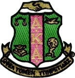 Alpha Kappa Alpha Crest Embroidered Iron-On Patch [Green/Pink]