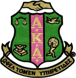 Alpha Kappa Alpha Crest Embroidered Iron-On Patch [Green/Pink]