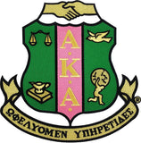 Alpha Kappa Alpha Crest Embroidered Iron-On Patch [Green/Pink]
