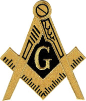 Mason Symbol Cut-Out Embroidered Iron-On Patch [Gold/Black]