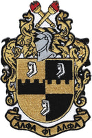 Alpha Phi Alpha Shield Embroidered Iron-On Patch [Black/Old Gold]