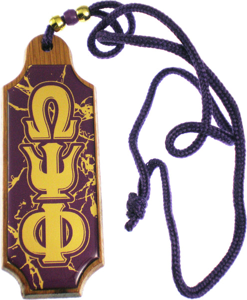 Omega Psi Phi Domed Wood Medallion [Brown]
