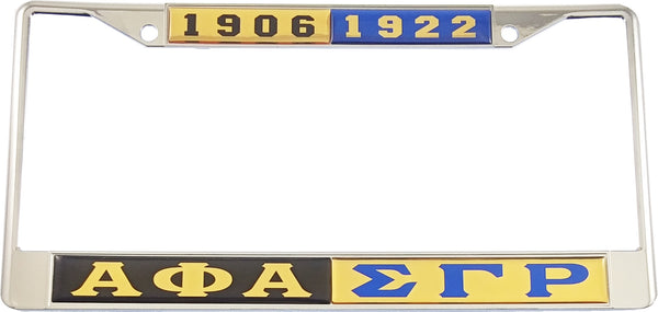 Alpha Phi Alpha + Sigma Gamma Rho Split Founder Year License Plate Frame [Black/Gold]