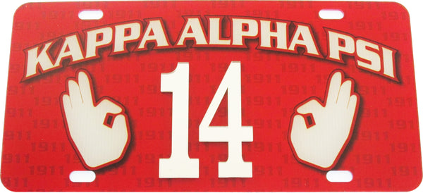 Kappa Alpha Psi Printed Line #14 License Plate [Red]
