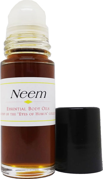 100% Pure Cold Pressed Neem Essential Oil [Dark Brown - 1 oz. - Clear Glass - Roll-On]