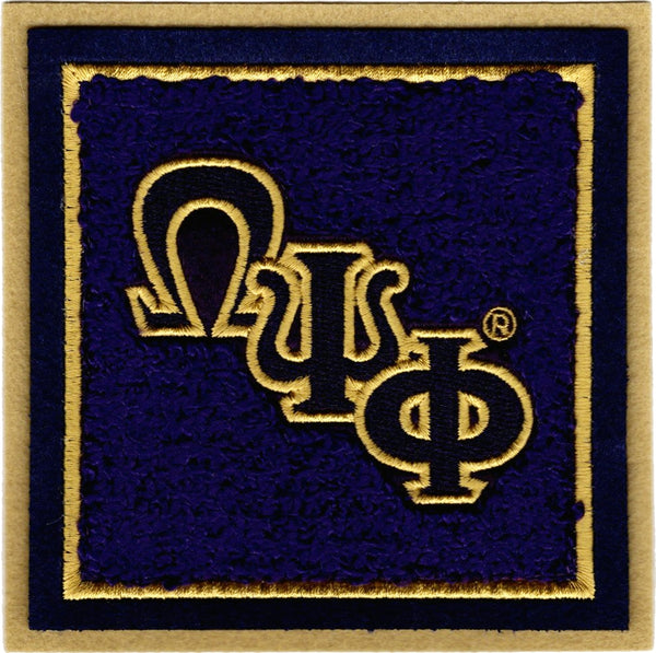 Omega Psi Phi Square Chenille Sew-On Patch [Purple]