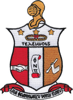Kappa Alpha Psi Shield Embroidered Iron-On Patch [Red/White/Gold]