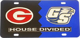 Georgia + Georgia Southern House Divided Split License Plate Tag [Black/Blue]