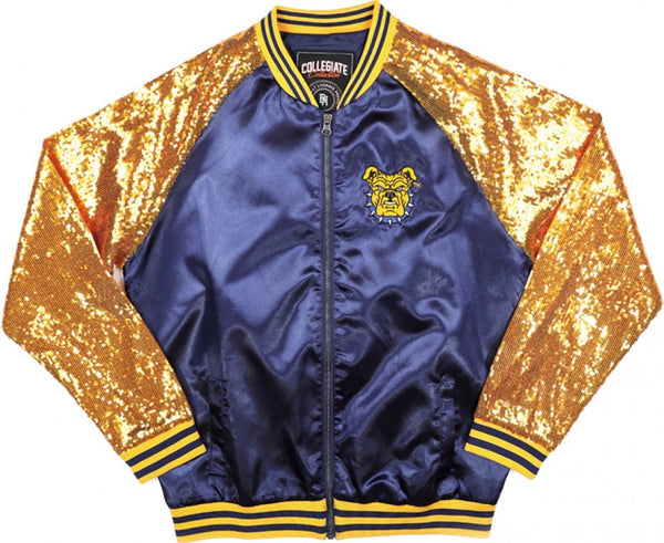 Big Boy North Carolina A&T Aggies S3 Ladies Sequins Satin Jacket [Navy Blue]