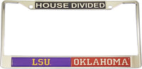LSU + Oklahoma House Divided Split License Plate Frame [Silver]