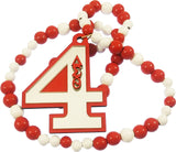 Delta Sigma Theta Wood Color Bead Tiki Line #4 Medallion [Red/White]