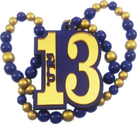 Sigma Gamma Rho Wood Color Bead Tiki Line #13 Medallion [Blue/Gold]