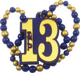 Sigma Gamma Rho Wood Color Bead Tiki Line #13 Medallion [Blue/Gold]