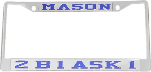 Mason 2B1 ASK1 License Plate Frame [Silver Standard Frame - Silver/Blue]