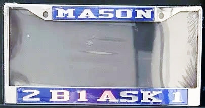 Mason 2B1 ASK1 License Plate Frame [Silver Standard Frame - Blue/Silver]