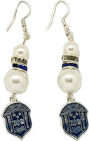 Zeta Phi Beta Crest Pearl Earrings [Silver]