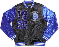 Big Boy Zeta Phi Beta Divine 9 S3 Satin Ladies Sequins Jacket [Black]
