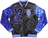Big Boy Zeta Phi Beta Divine 9 S3 Satin Ladies Sequins Jacket [Black]