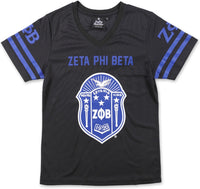 Big Boy Zeta Phi Beta Divine 9 Womens Football Jersey Tee [Black]