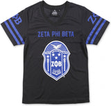 Big Boy Zeta Phi Beta Divine 9 Womens Football Jersey Tee [Black]