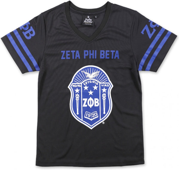 Big Boy Zeta Phi Beta Divine 9 Womens Football Jersey Tee [Black]