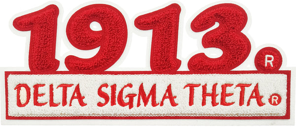 Delta Sigma Theta 1913 Bar Design Chenille Iron-On Patch [Red]