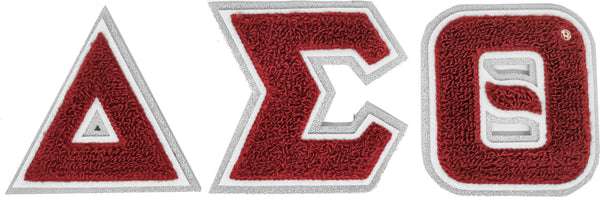 Delta Sigma Theta Glitter Chenille Letter Iron-On Patch Set [Red]
