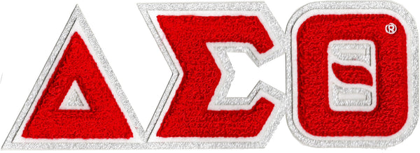 Delta Sigma Theta Glitter Chenille Horizontal Connected Letter Iron-On Patch [Red]