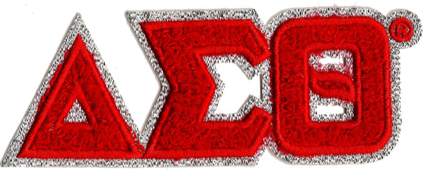 Delta Sigma Theta Small Glitter Chenille Connected Letter Iron-On Patch [Red]