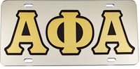Alpha Phi Alpha Outlined Color Mirror License Plate [Silver/Gold/Black]