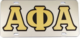Alpha Phi Alpha Outlined Color Mirror License Plate [Silver/Gold/Black]
