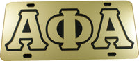 Alpha Phi Alpha Outlined Color Mirror License Plate [Gold/Gold/Black]