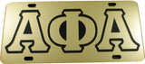Alpha Phi Alpha Outlined Color Mirror License Plate [Gold/Gold/Black]