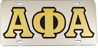 Alpha Phi Alpha Outlined Color Mirror License Plate [Silver/Gold/Black]