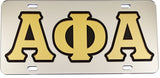 Alpha Phi Alpha Outlined Color Mirror License Plate [Silver/Gold/Black]