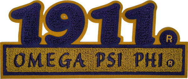 Omega Psi Phi 1911 Bar Design Chenille Iron-On Patch [Purple]