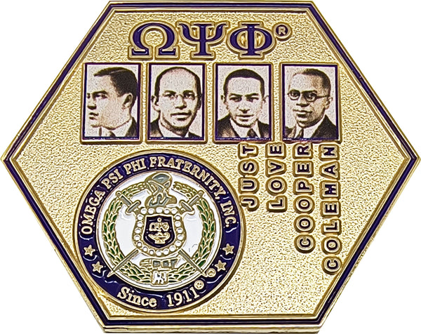 Omega Psi Phi Founders Hexagon Lapel Pin [Gold]