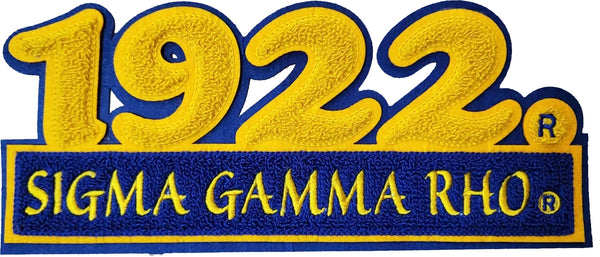 Sigma Gamma Rho 1922 Bar Design Chenille Iron-On Patch [Gold]