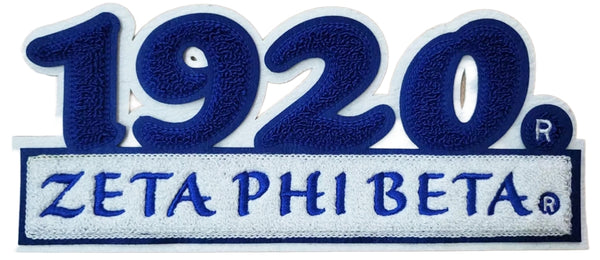 Zeta Phi Beta 1920 Bar Design Chenille Iron-On Patch [Blue]