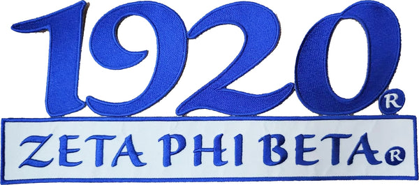 Zeta Phi Beta 1920 Bar Design Embroidered Iron-On Patch [Blue]