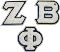 Zeta Phi Beta Glitter Chenille Letter Iron-On Patch Set [White]