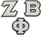 Zeta Phi Beta Glitter Chenille Letter Iron-On Patch Set [White]