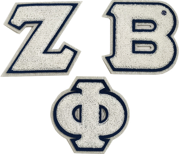 Zeta Phi Beta Glitter Chenille Letter Iron-On Patch Set [White]