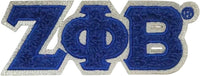Zeta Phi Beta Small Glitter Chenille Connected Letter Iron-On Patch [Royal Blue]