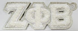 Zeta Phi Beta Small Glitter Chenille Connected Letter Iron-On Patch [White]