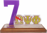 Omega Psi Phi Acrylic Desktop Line #7 With Wooden Base [Brown]