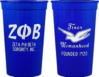 Zeta Phi Beta Plastic Stadium Cups [Blue - 22 oz. - 10 Per Pack]