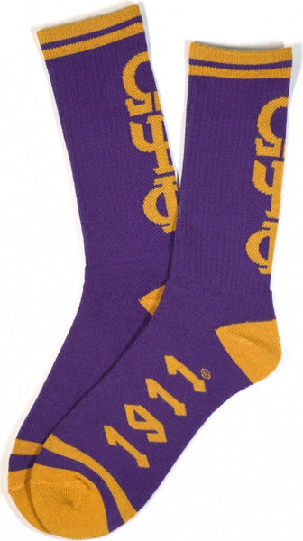 Big Boy Omega Psi Phi Divine 9 S4 Mens Athletic Socks [Purple]