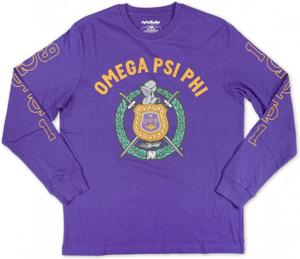 Big Boy Omega Psi Phi Divine 9 S2 Long Sleeve Mens Tee [Purple]