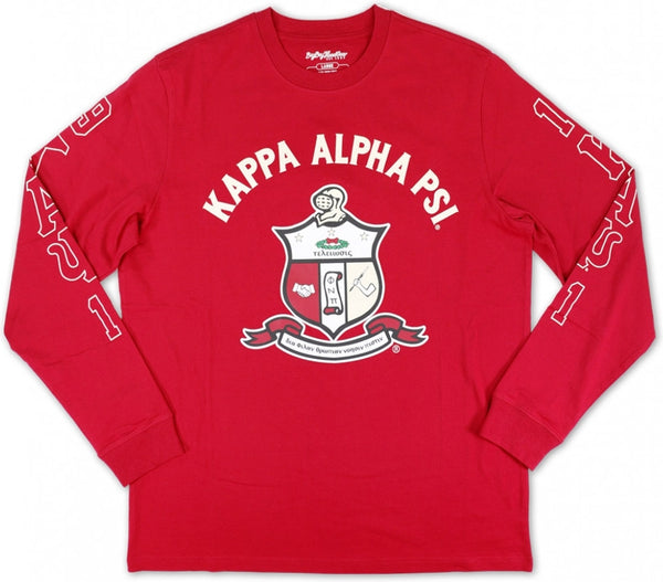 Big Boy Kappa Alpha Psi Divine 9 S2 Long Sleeve Mens Tee [Crimson Red]